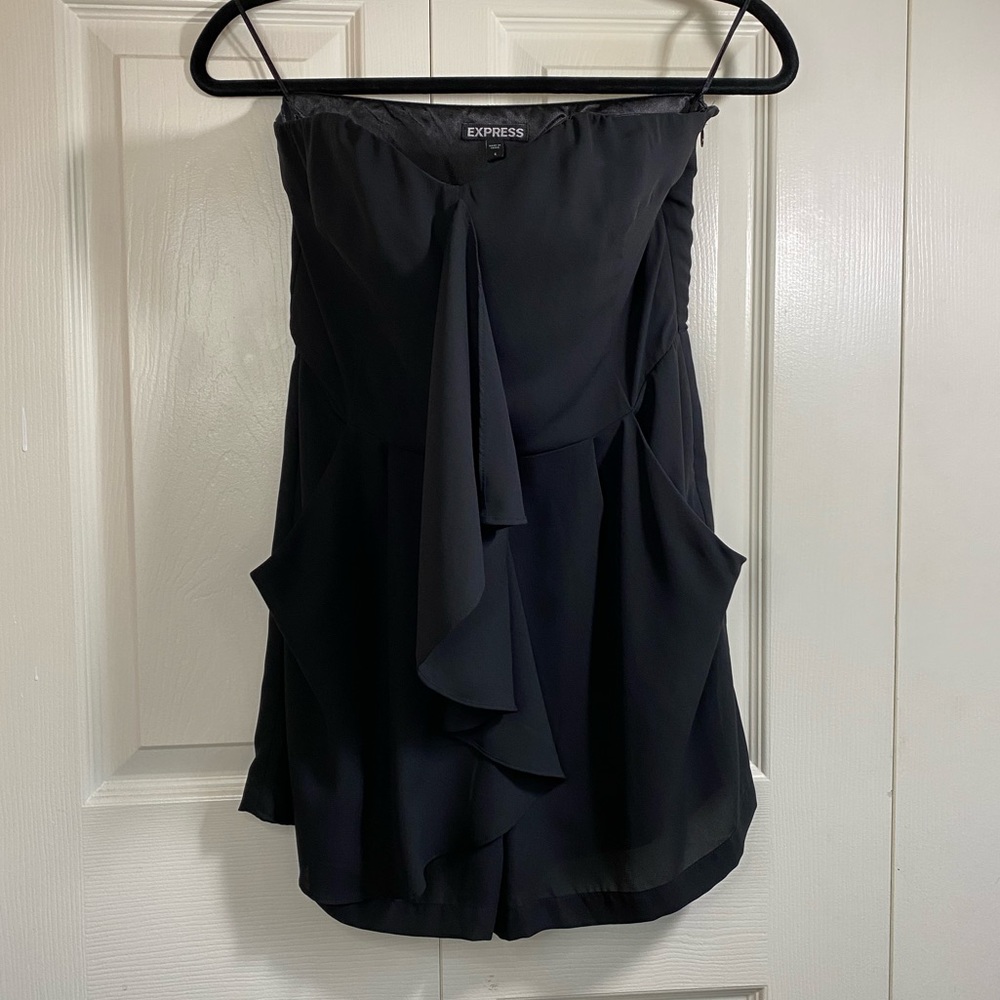 Express Ruffle Tube Romper in Black
